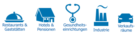 Restaurants & Gaststätten Hotels &Pensionen Gesundheits-einrichtungen Industrie Verkaufs-räume